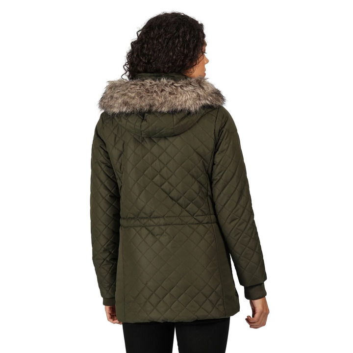 Regatta Ladies Zella Dark Khaki Long Length Jacket - 2
