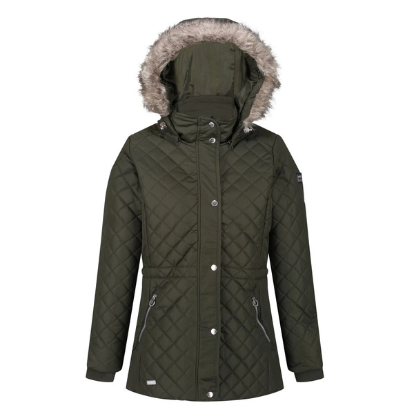 Regatta Ladies Zella Dark Khaki Long Length Jacket - 5