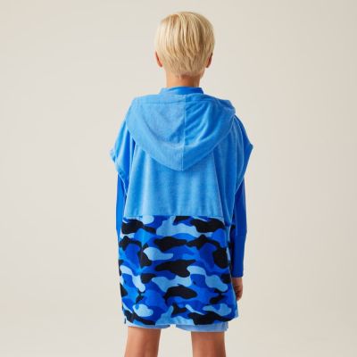 Детско пончо за преобличане Regatta Kids Towel Robe Blue Camo