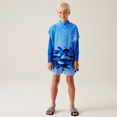 Детско пончо за преобличане Regatta Kids Towel Robe Blue Camo