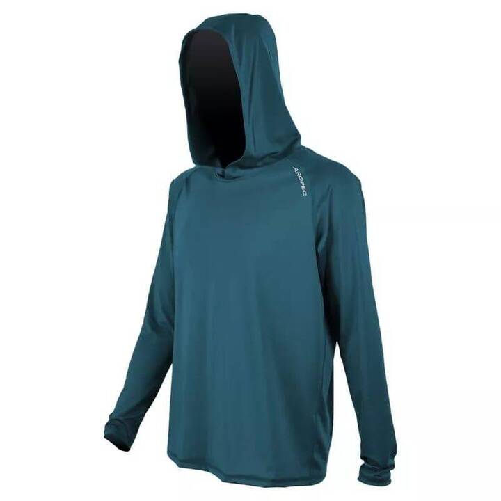 Rashguard Aropec Loosefit Hooded, Petrol green