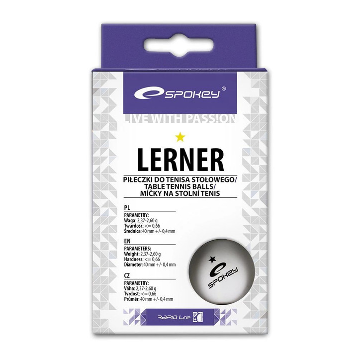 Table tennis balls Spokey Lerner white 6pcs - 5